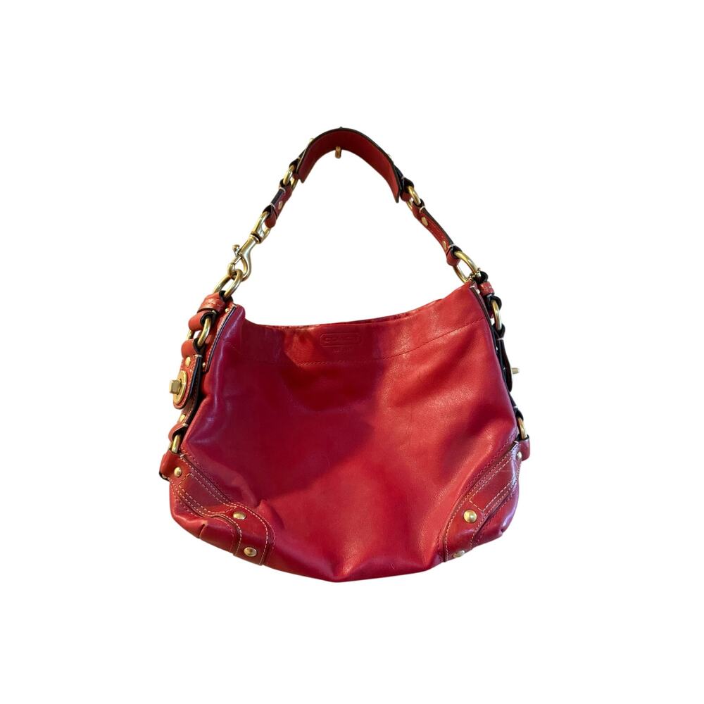 Coach 10615 Ergo Hobo Bag Red Leather Brass Hardware Y2K Hang Tag